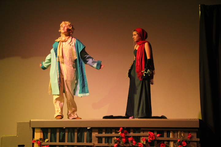 The Little Prince (sophomore Finnley Free) and the Rose (freshman Paisley Valenti) perform a scene where the Little Prince tells

the story of his home planet. The Little Prince was put on by the Falcon Players October 6-8 and tells the story of a boy as he travels the galaxy. 