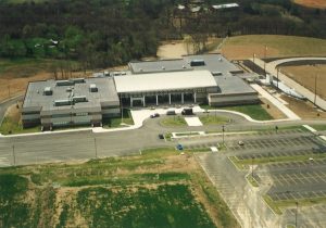 After a year and a half of construction, this photo was taken to document the completed building at the beginning of Rockwood Summit High School's first year. Since 1993, the courtyard and theatre have expanded.