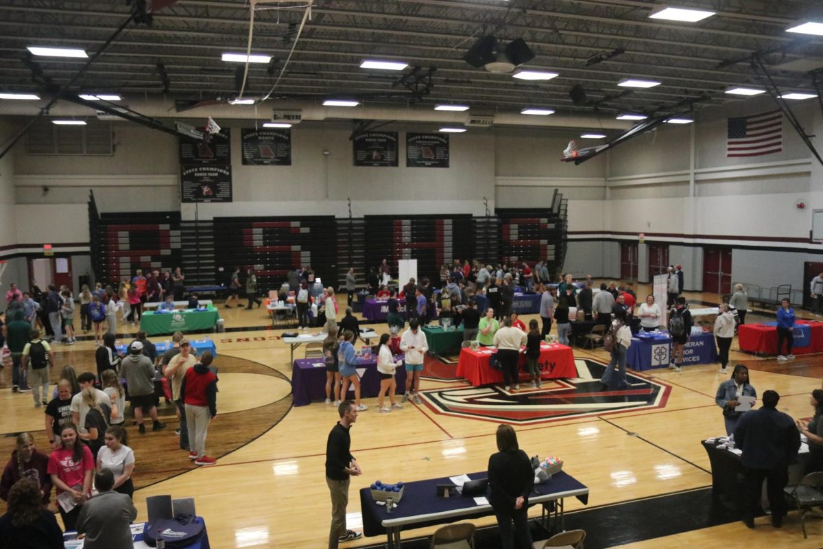 The job fair, full of RSHS students and future employers. 