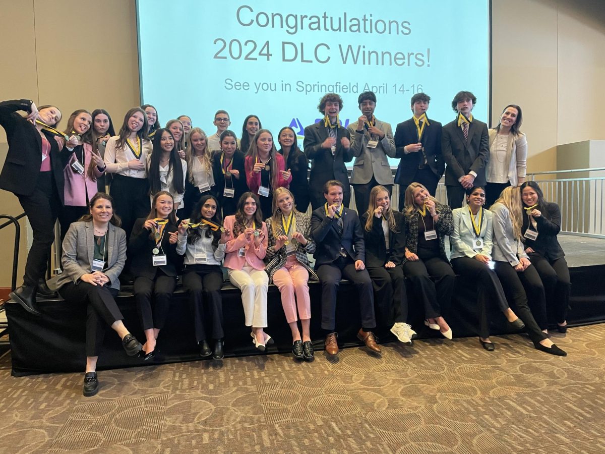 Posing with their medals, FBLA celebrates their victories at
districts. The District Leadership Conference took place on Feb. 7
at St. Louis University. (photo used with permission by Laurie Philipp)