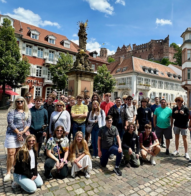 Summit German students pose for a picture in Heidelberg, Germany on Jun. 10 