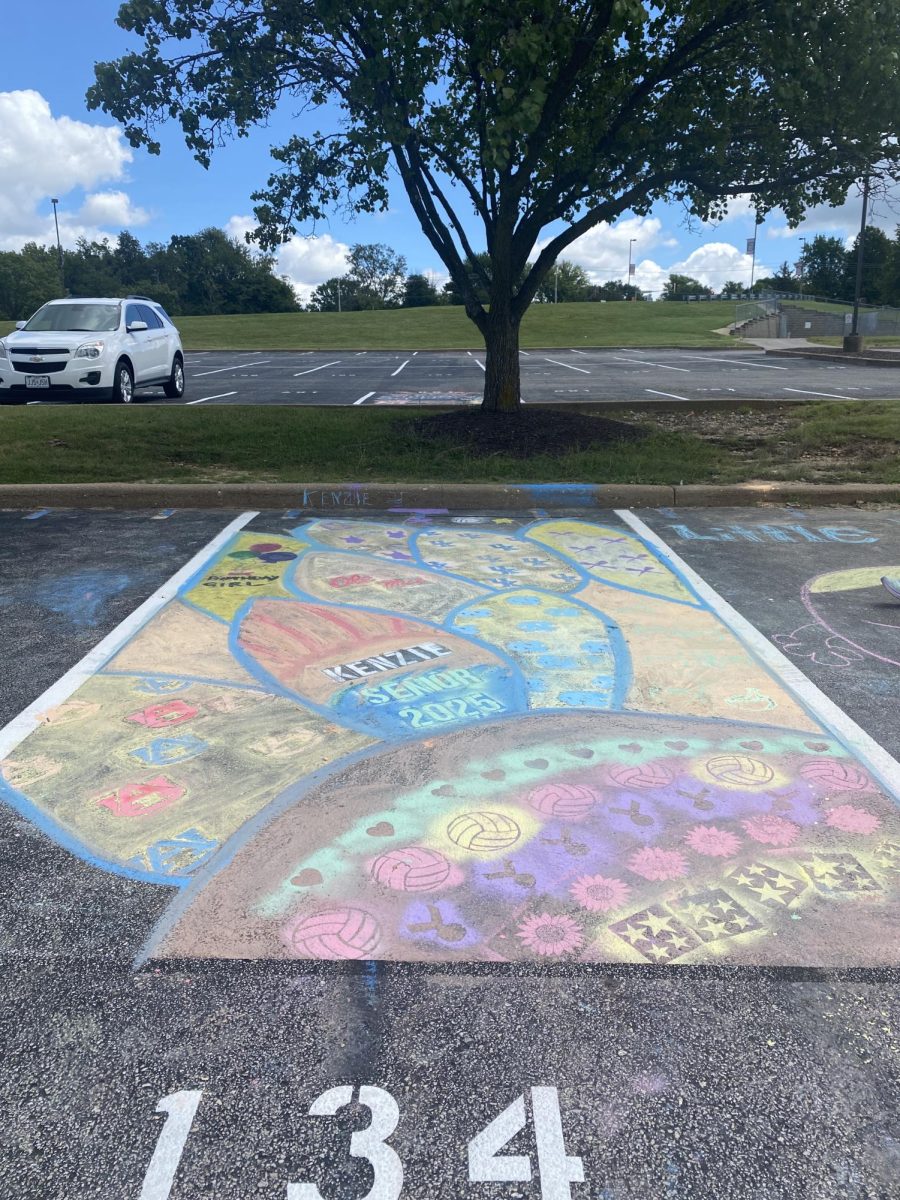 Kenzie McClanahan's parking spot decorated by her parents and neighbors.