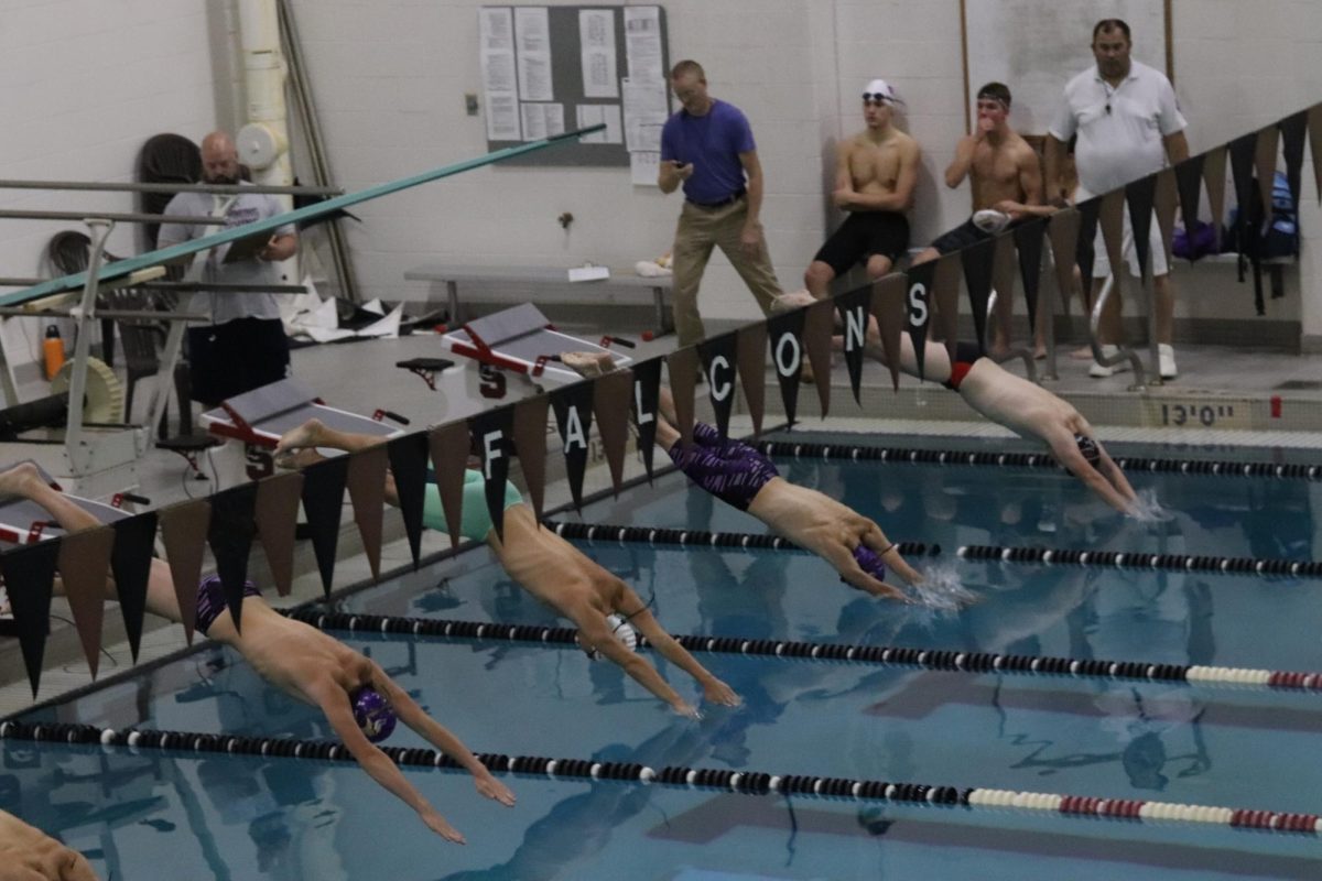 The boy's 200 yard medley relay starts and the boys dive into the water. Summit won 1st place in this category and 3rd place overall. 