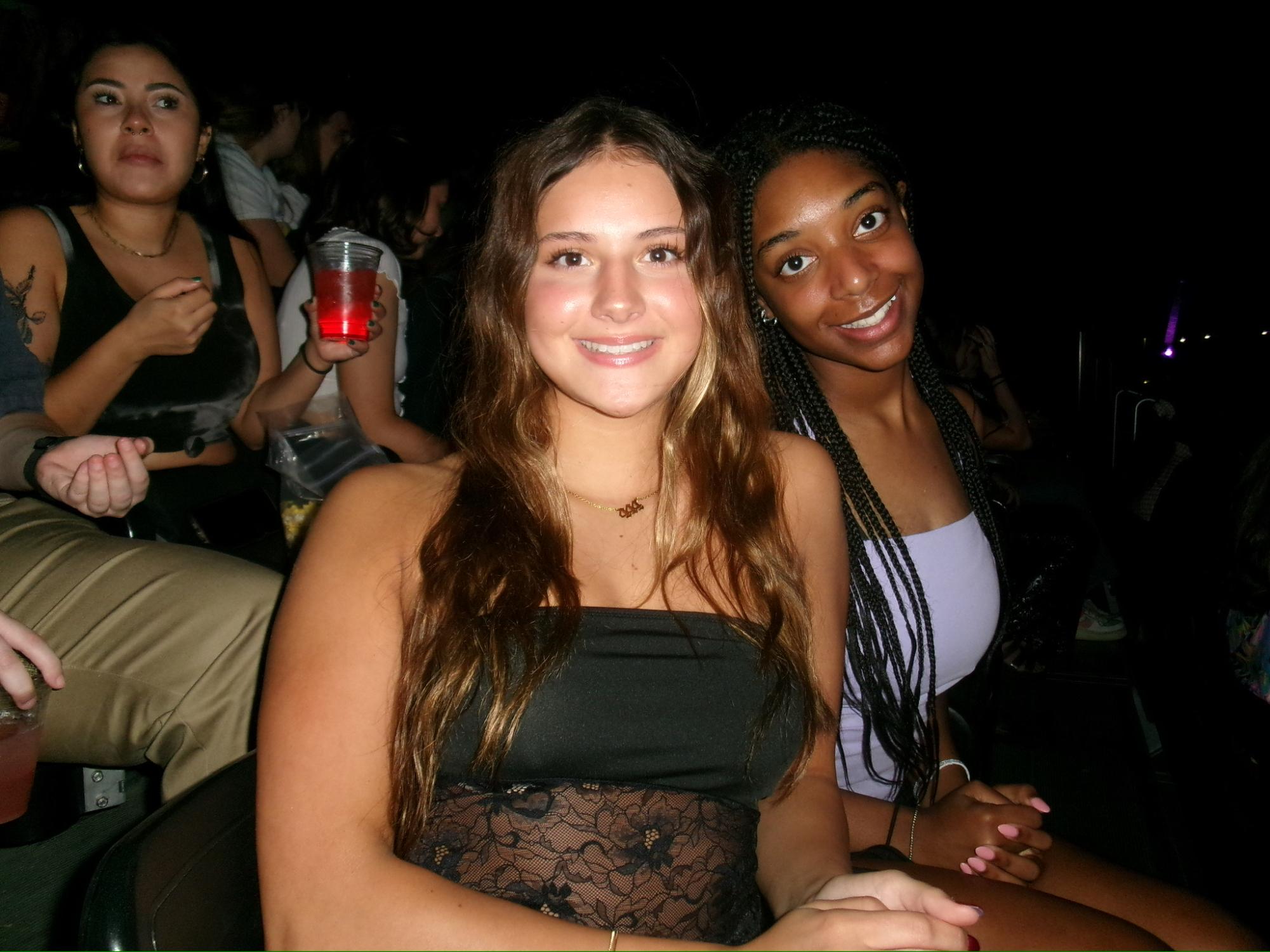 Seniors Madeline Haynes and Jaydin Bryant sit in the stands of St.Louis Music Park as they wait for the Wallows concert to begin.