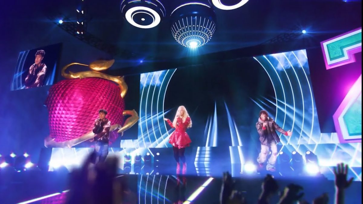 Freya Skye and the rest of the cast for the Descendants/Zombies: Worlds Collide Tour performing in a promo video. (photo from Disney Zombies Youtube)