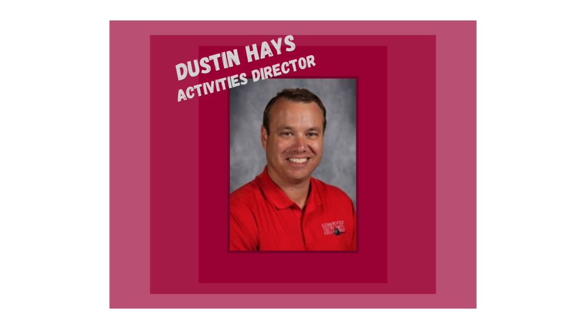 The image shows Activities Director Dustin Hays with his new title for the 2025-2026 school year. (media by Elizabeth Davis)