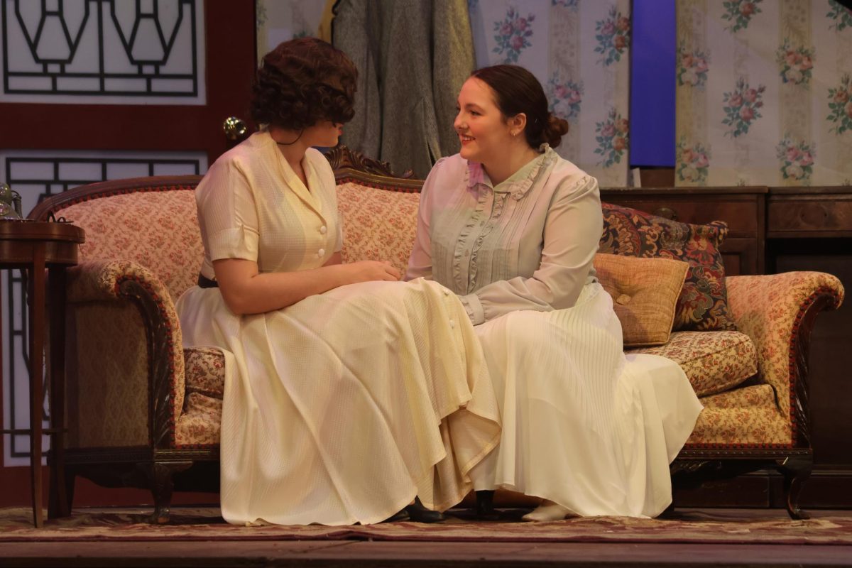 During the fall play, seniors Charlotte Talleur (Martha Dobbie) and Piper Covert (Karen Wright) act as two friends conversing about Karen’s future with her fiancé. The Falcon Players’ production of The Children’s Hour took place on Nov. 13-15 in the auditorium.