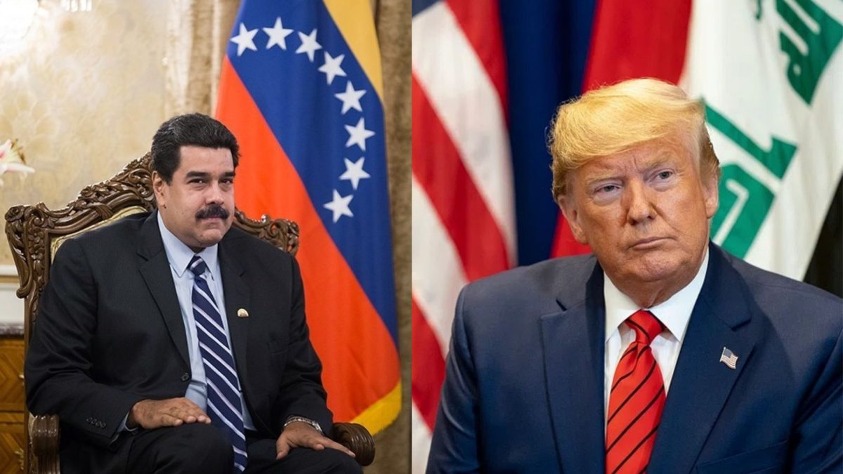 The image depicts Venezuelan President Nicolás Maduro side by side with United States President Donald Trump. (media created by Maxine Johnston)