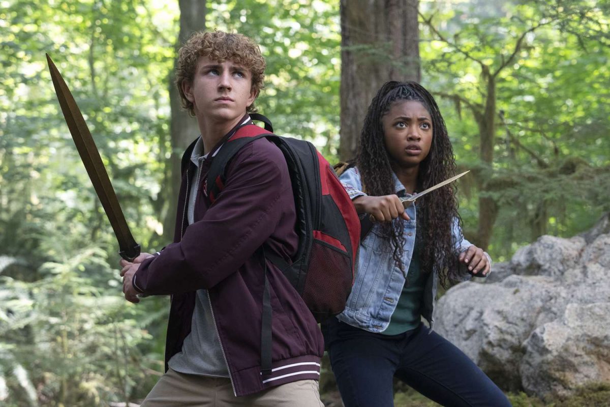 Half-bloods Percy Jackson and Annabeth Chase face off against giants before entering Camp Half-Blood. You can find the new season of “Percy Jackson and the Olympians” on Disney+. (Photo from People)
