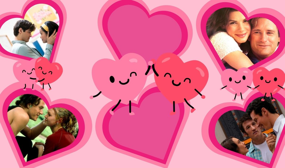 The graphic shows photos of couples from each movie mentioned. (media created by Maxine Johnston)